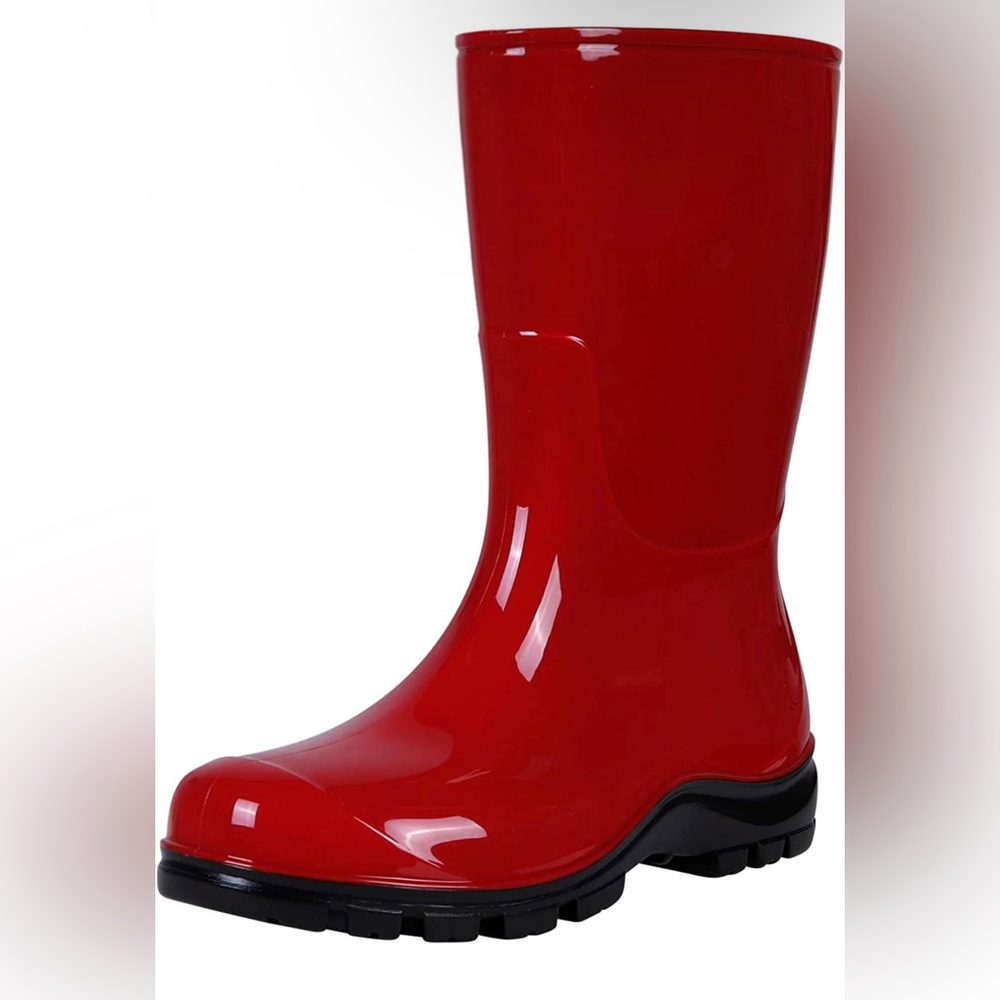 Red and Blue Asgard Women's Mid Calf Rain Boots Short Rubber Boots Garden Shoes